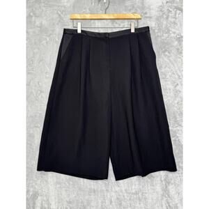 Vince Camuto Crop Pant Womens 10 Black Wide Leg Pleated High Rise Dress Culottes